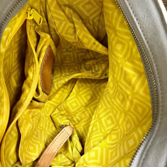 Brighton Lite Gray + Brown Floral Leather Handbag Purse Tote Bag F058606 RARE - Picture 13 of 16